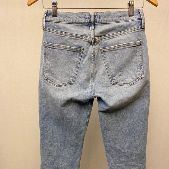 AGOLDE Lyle Sz 24 Midrise Fray Hem Ankle Jeans Women’s Stretch Light Raw Hem - Picture 7 of 13